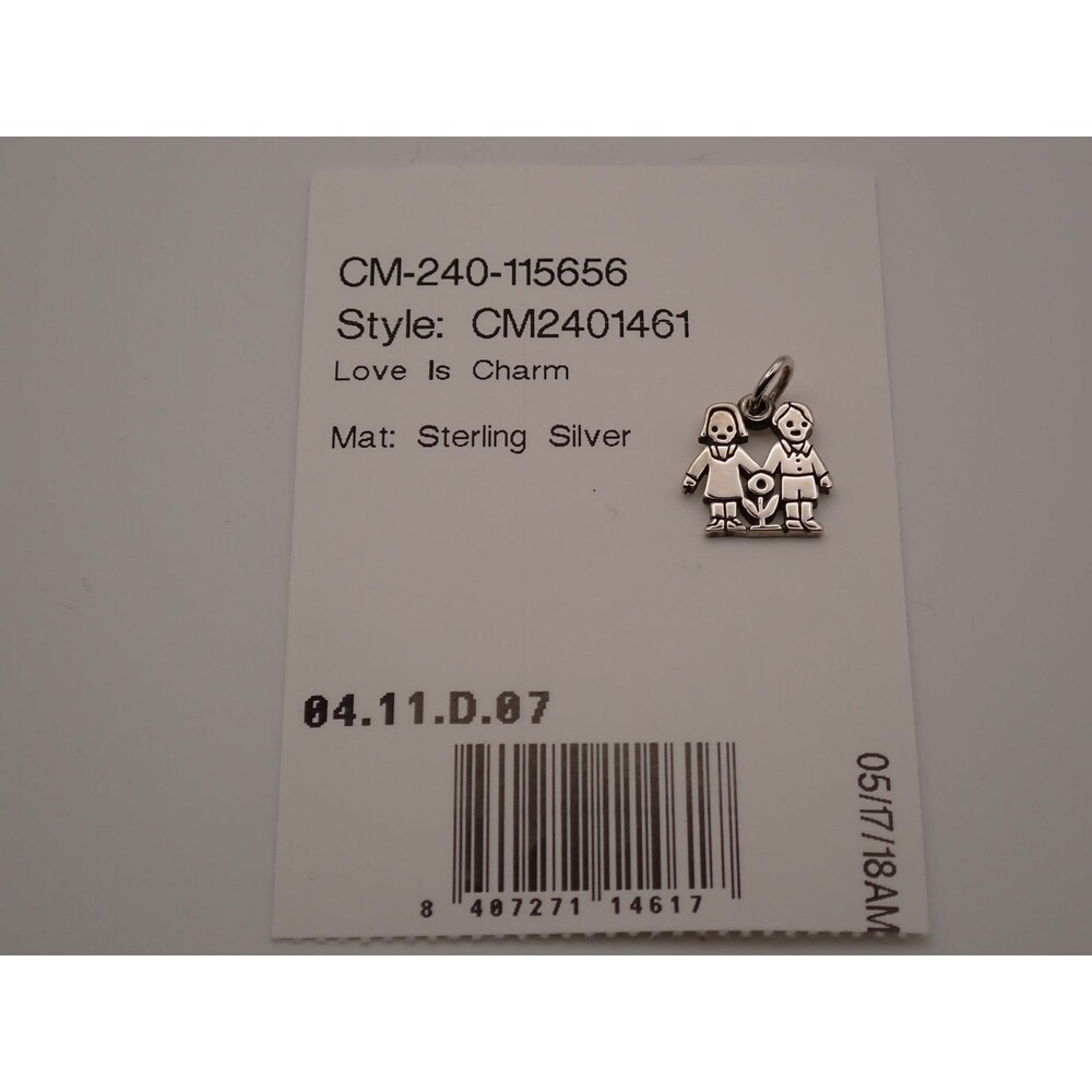 NEW James Avery RETIRED Love Is Charm Silver Pendant Children Boy Girl Flower - Picture 3 of 3